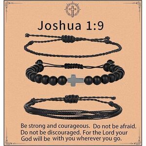 Handmade Healing Bracelets,8Mm Natural Matte Black Onyx Cross Beaded Bracelet